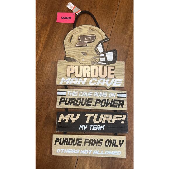 Foco University Of Indiana Boilermakers Purdue Football Man Cave Wooden Sign NEW - Picture 1 of 3